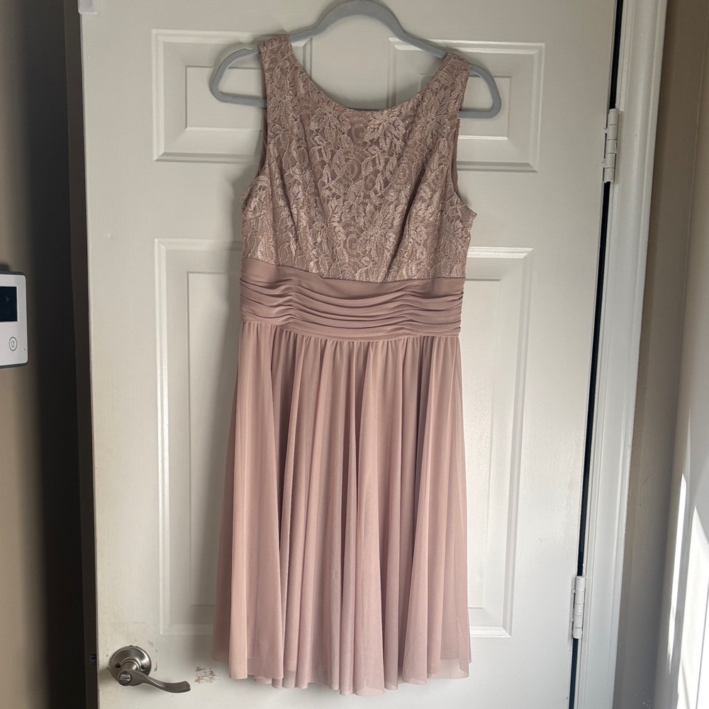 Sleeveless Lace Bodice Chiffon Skirt Dress in Dusty Rose